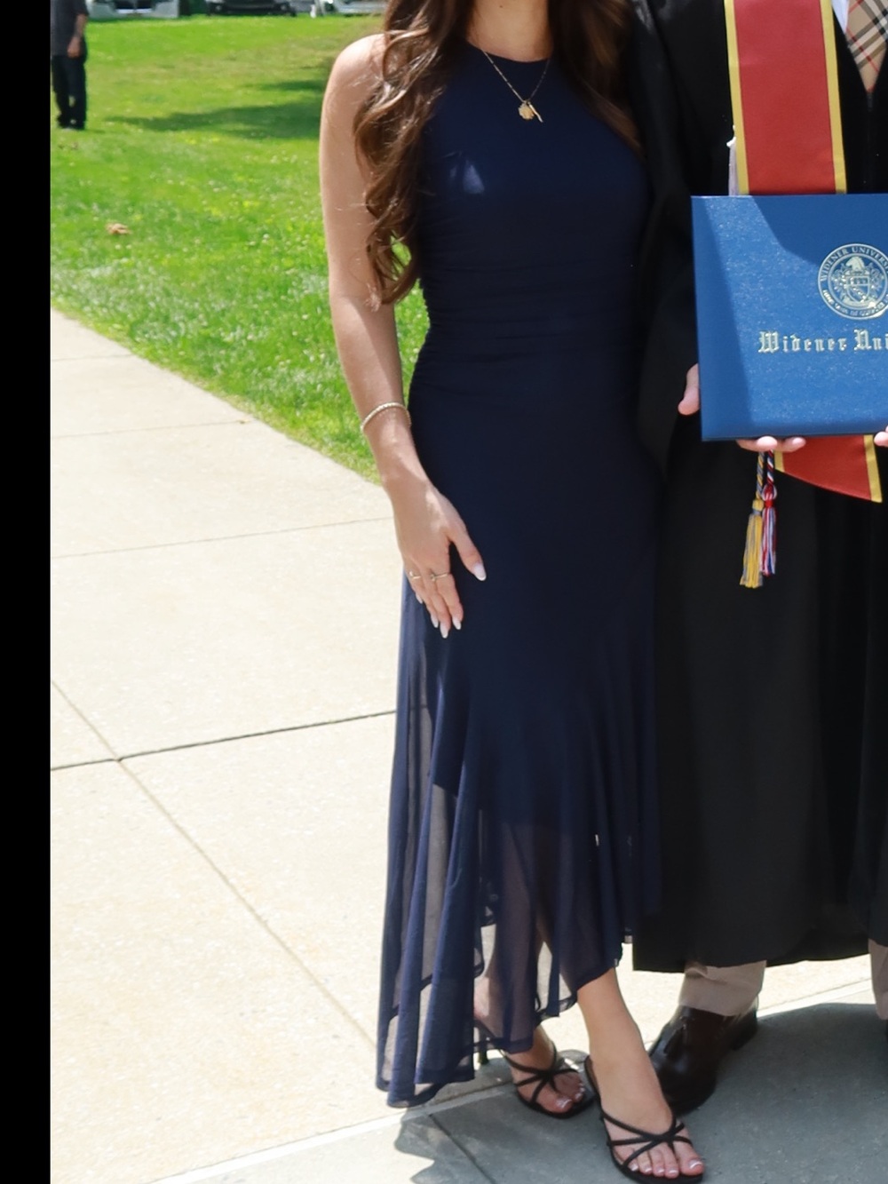 Asymmetrical hem midi dress